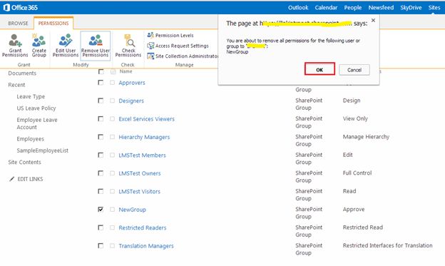 Remove User Permission on top ribbon